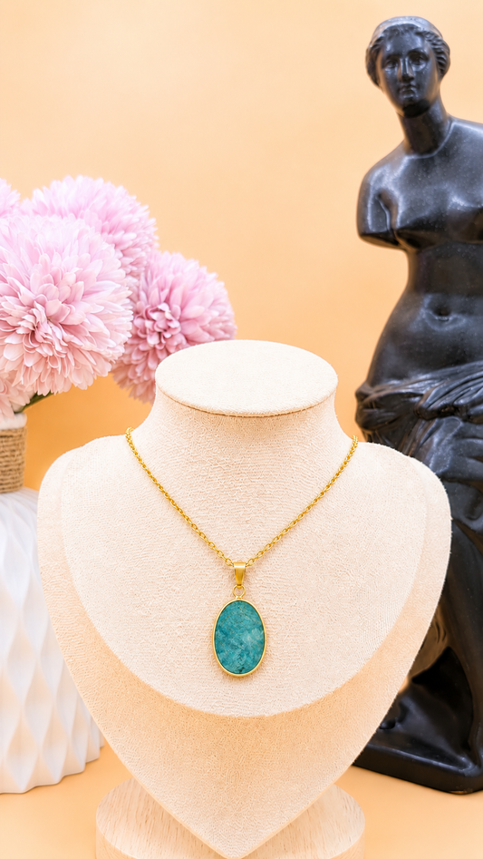 Collier Ovale Amazonite | Apaisement & Communication