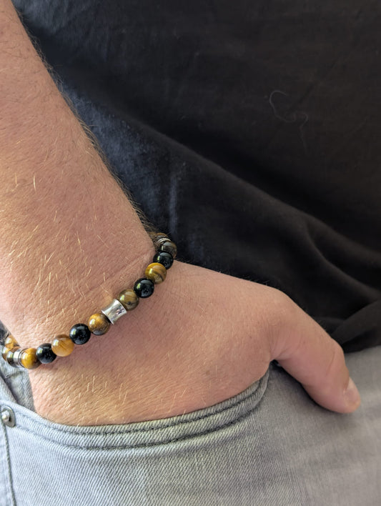 Bracelet Kahel Onyx & Œil de Tigre | Protection & Confiance