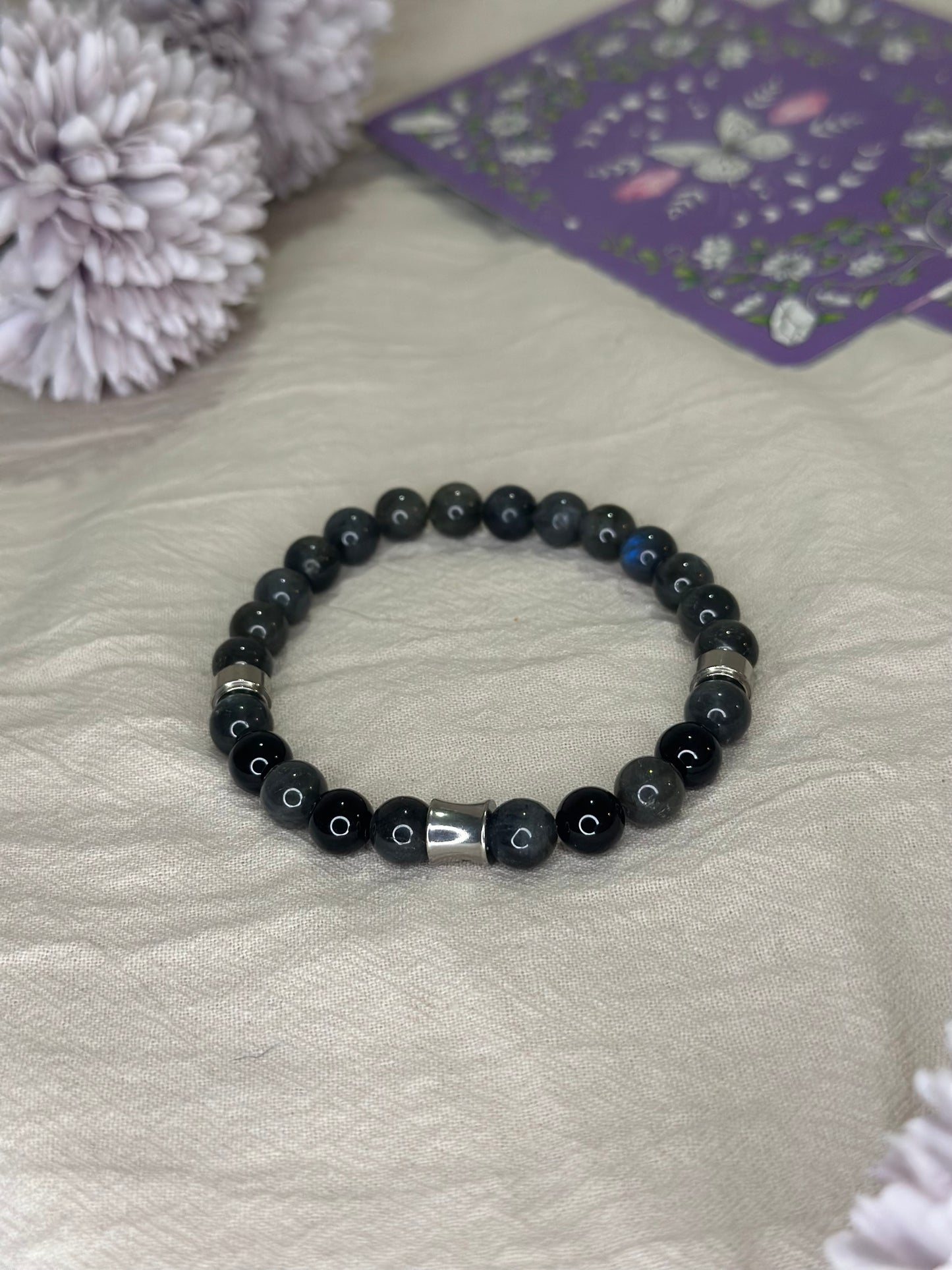 Bracelet Kahel Onyx & Labradorite | Protection & Intuition