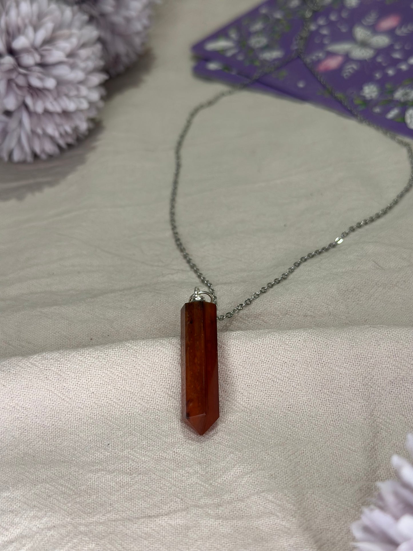 Collier Pendule Cornaline | Vitalité & Confiance - DENILYA