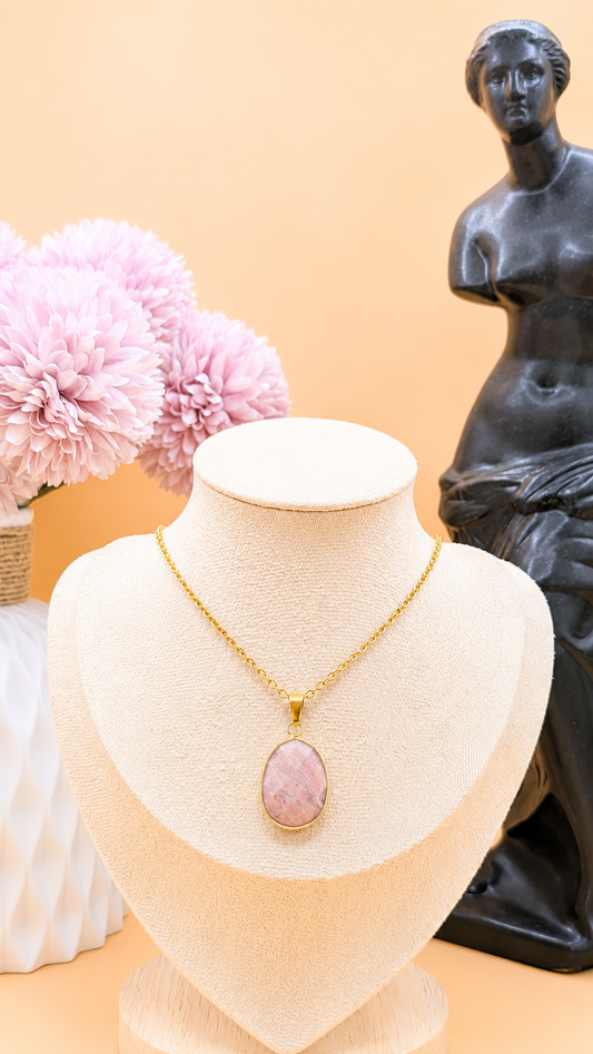 Collier Ovale Rhodonite | Guérison & Harmonie