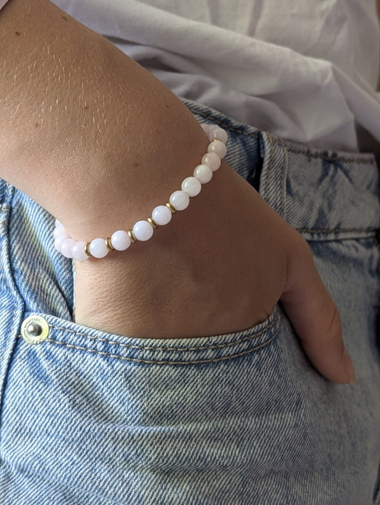 Bracelet Eira doré Quartz Rose | Douceur & Amour