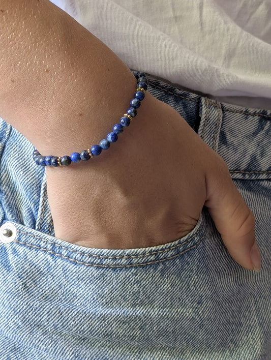 Bracelet Halo doré Lapis Lazuli | Sagesse & Expression