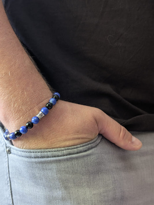 Bracelet Kahel Onyx & Lapis Lazuli | Clarté & Stabilité