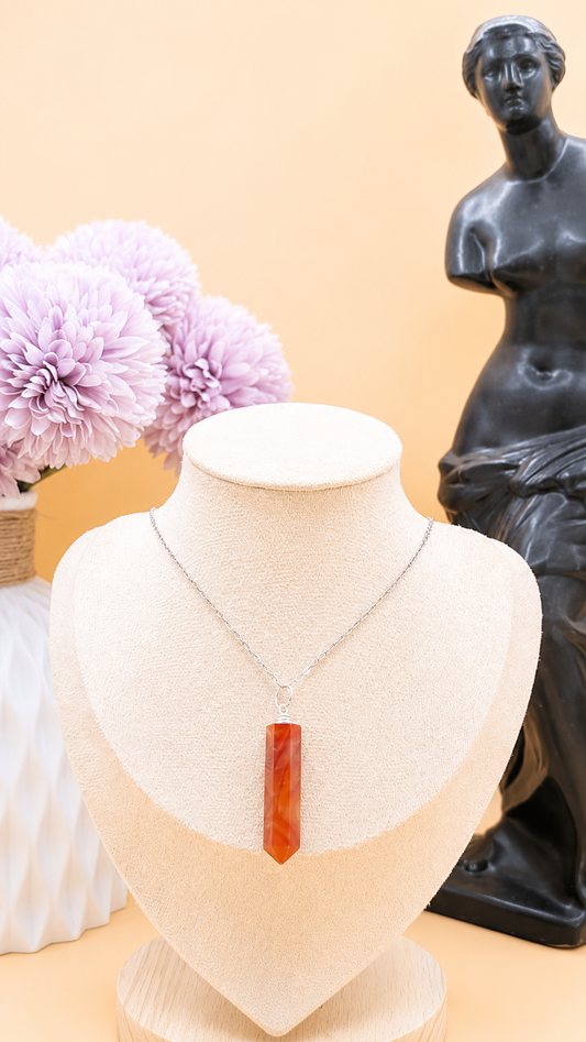 Collier Pendule Cornaline | Vitalité & Confiance