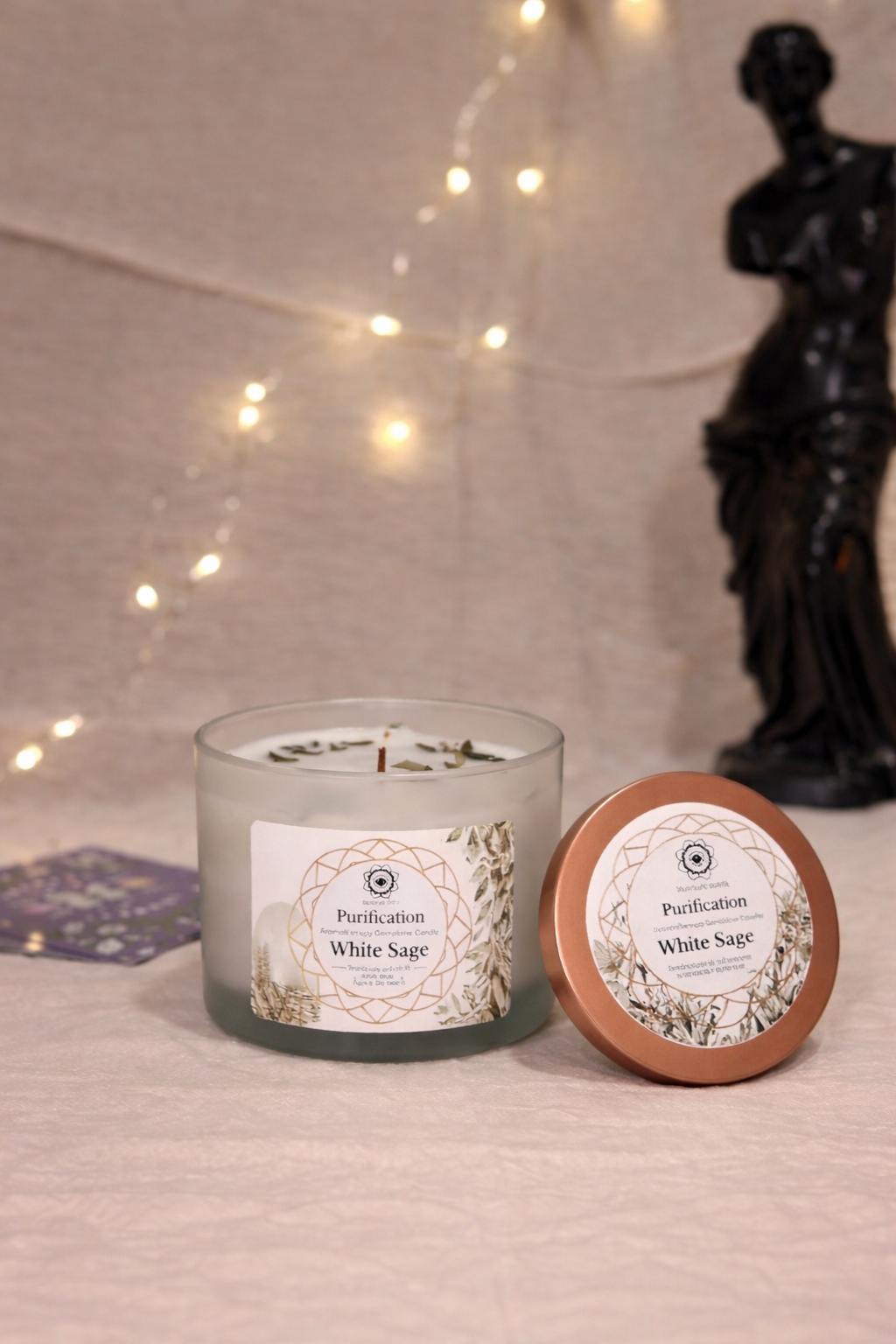 Bougie Green Tree Sélénite & Sauge Blanche | Purification & Harmonie - DENILYA