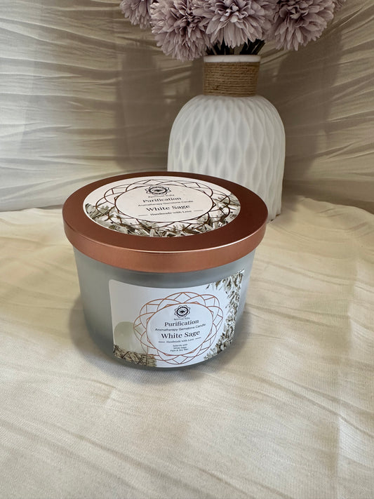 Bougie Purification – Sélénite & Sauge Blanche | Green Tree