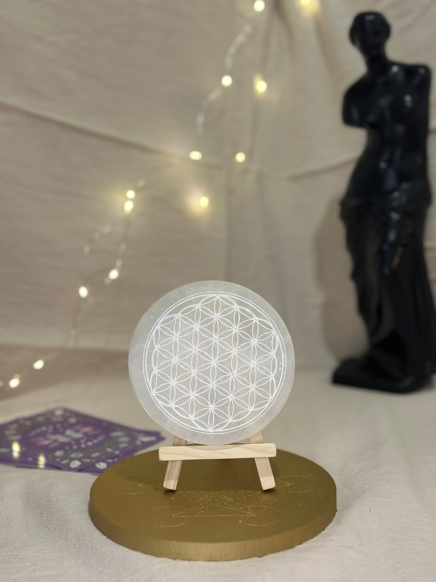 Plaque de Rechargement Sélénite | Fleur de Vie - DENILYA