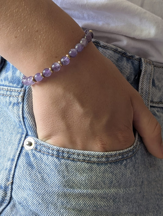 Bracelet Eira doré Améthyste | Sérénité & Élévation
