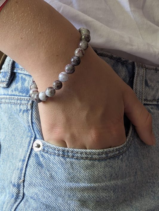 Bracelet Tourmaline Rose sur Quartz | Guérison & Protection