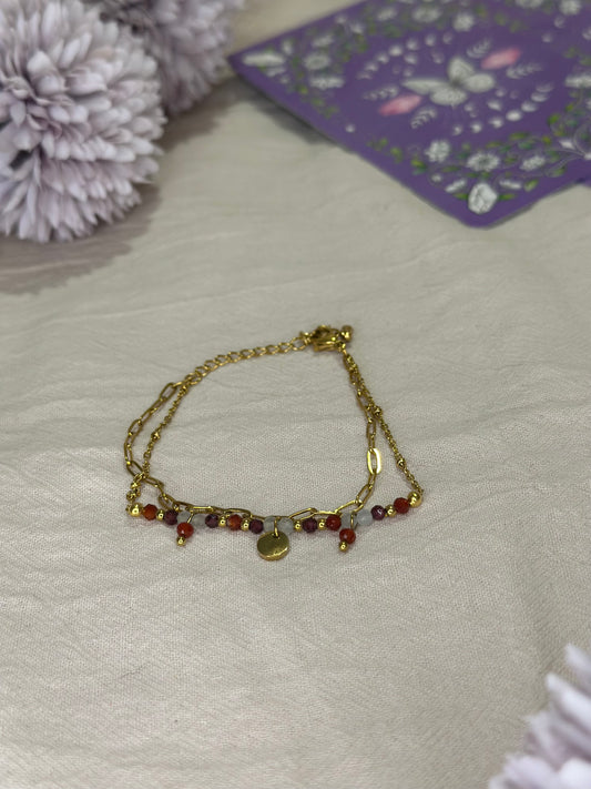 Bracelet Iris doré Cornaline & Cristal de Roche | Énergie & Clarté