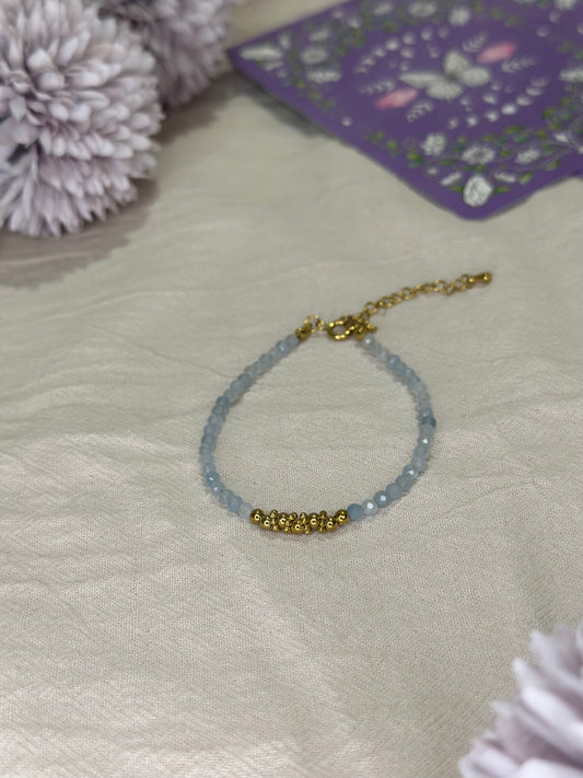 Bracelet Aléa doré Aigue-Marine | Clarté & Élégance