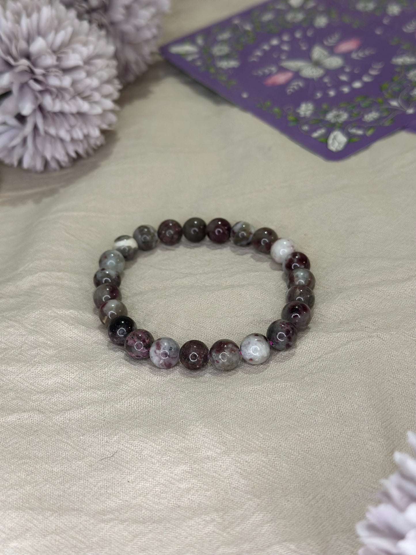 Bracelet Tourmaline Rose sur Quartz | Guérison & Protection
