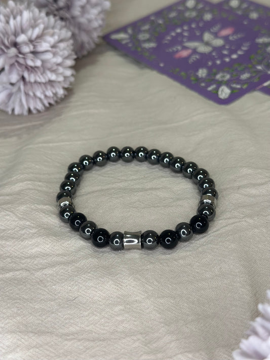 Bracelet Kahel Onyx & Hématite | Ancrage & Stabilité