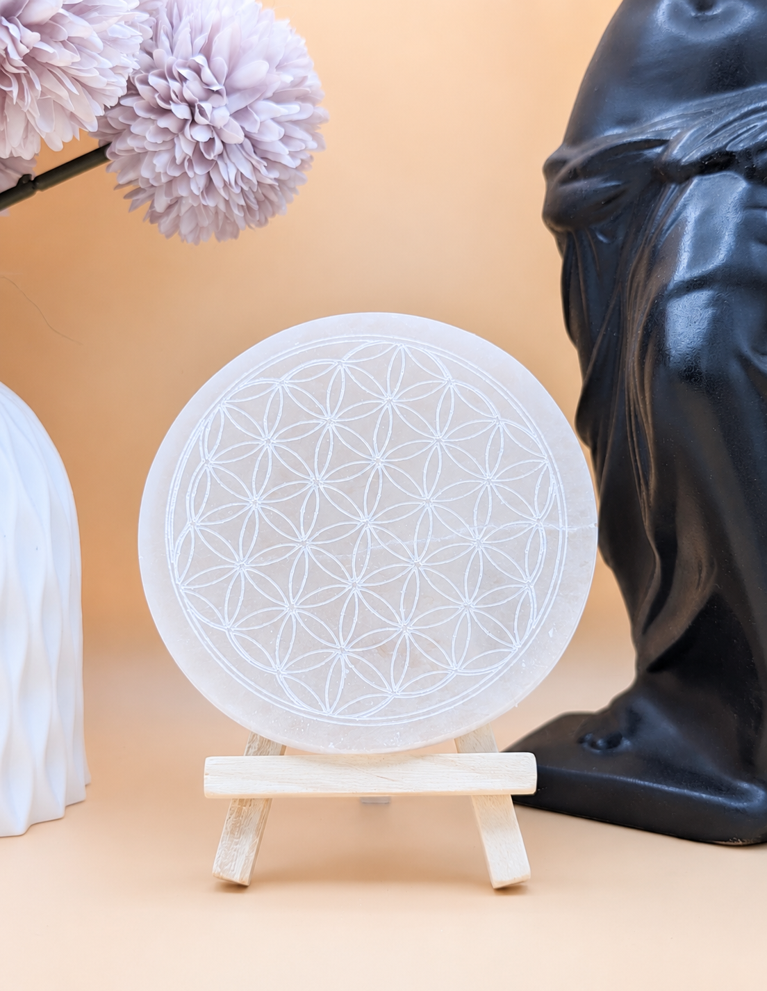 Plaque de Rechargement Sélénite | Fleur de Vie
