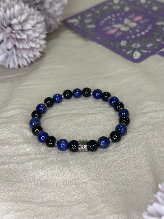 Bracelet Célyos Lapis Lazuli & Onyx | Clarté & Assurance