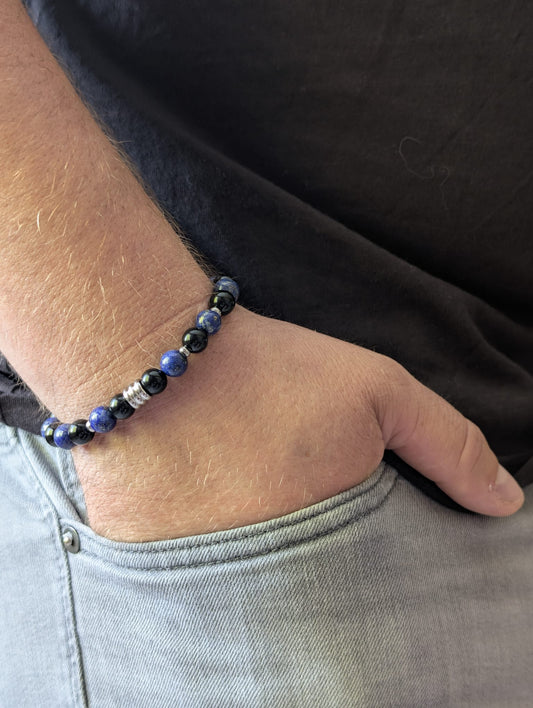 Bracelet Célyos Lapis Lazuli & Onyx | Clarté & Assurance