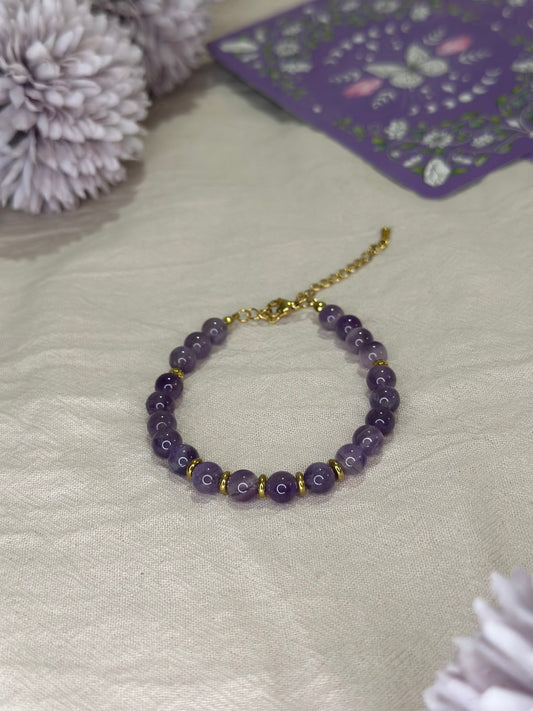 Bracelet Eira doré Améthyste | Sérénité & Élévation