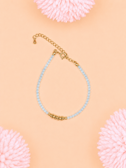 Bracelet Aléa doré Aigue-Marine | Clarté & Élégance