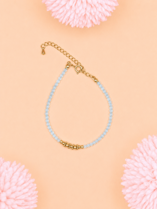 Bracelet Aléa doré Aigue-Marine | Clarté & Élégance