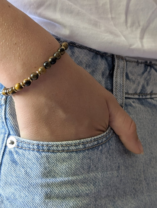 Bracelet Eira doré Œil de Tigre | Protection & Confiance
