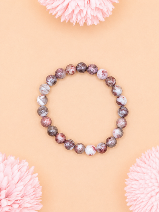 Bracelet Tourmaline Rose sur Quartz | Guérison & Protection