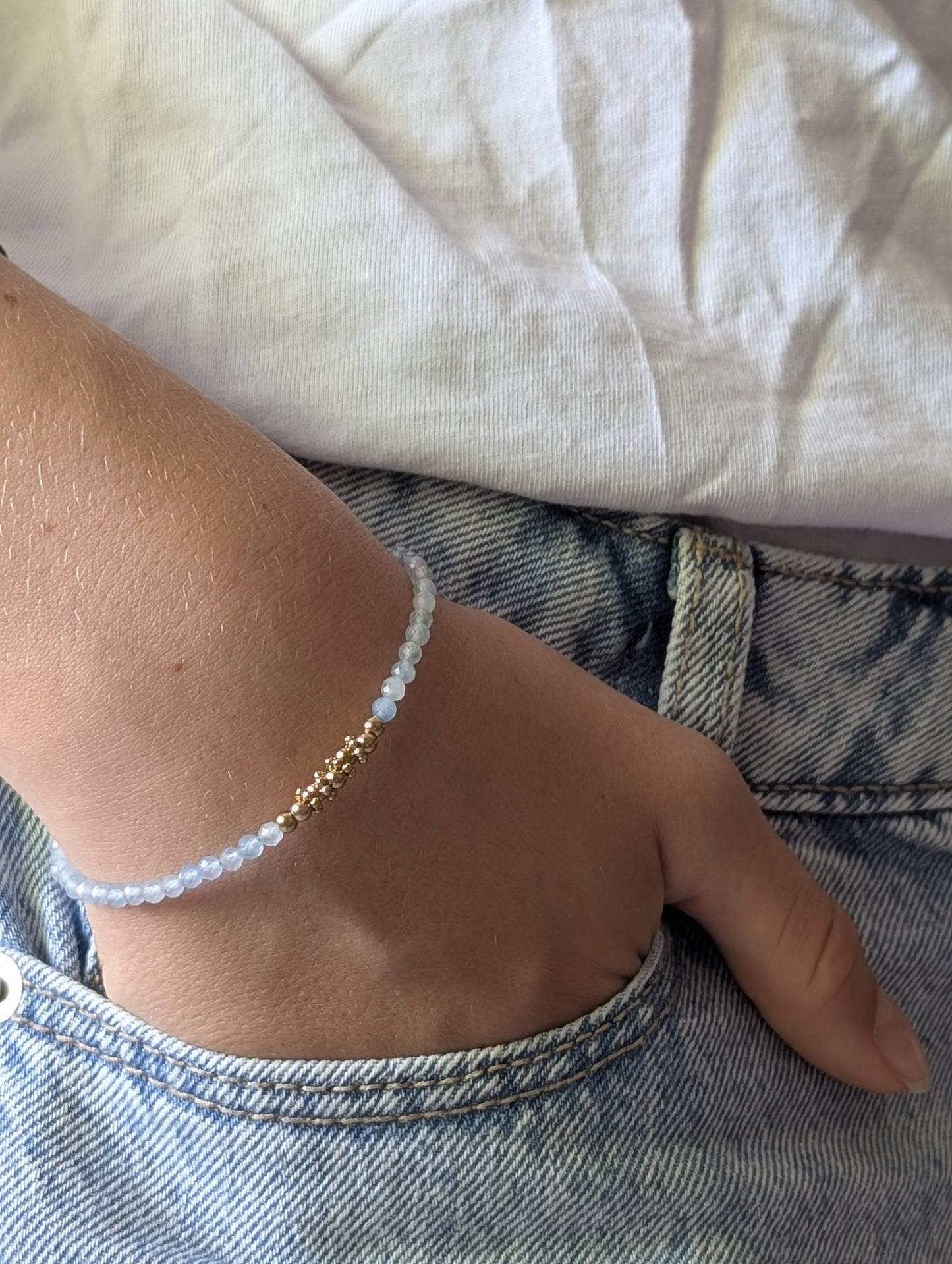Bracelet Aléa doré Aigue-Marine | Clarté & Élégance