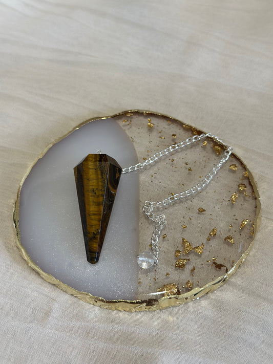Pendule Hexagonal Œil de Tigre