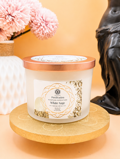 Bougie Green Tree Sélénite & Sauge Blanche | Purification & Harmonie