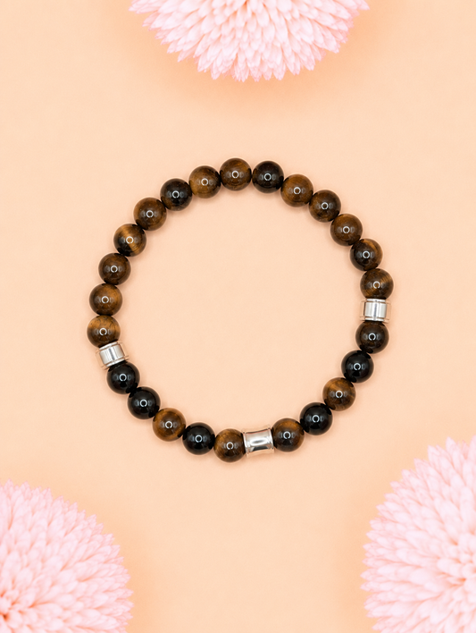 Bracelet Kahel Onyx & Œil de Tigre | Protection & Confiance