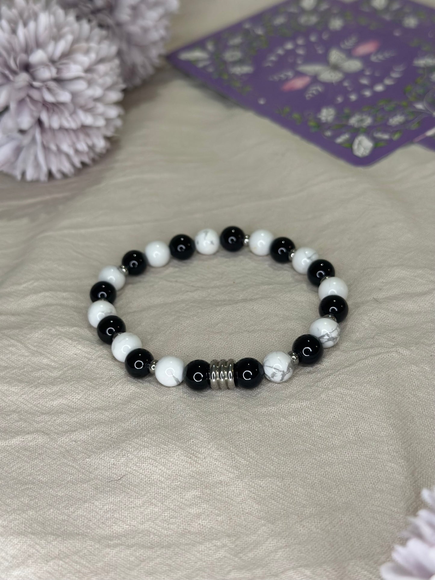 Bracelet Célyos Howlite & Onyx | Calme & Stabilité
