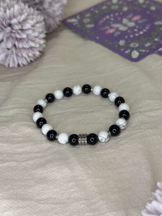 Bracelet Célyos Howlite & Onyx | Calme & Stabilité