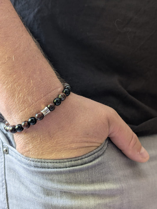 Bracelet Kahel Onyx & Œil de Taureau | Courage & Ancrage