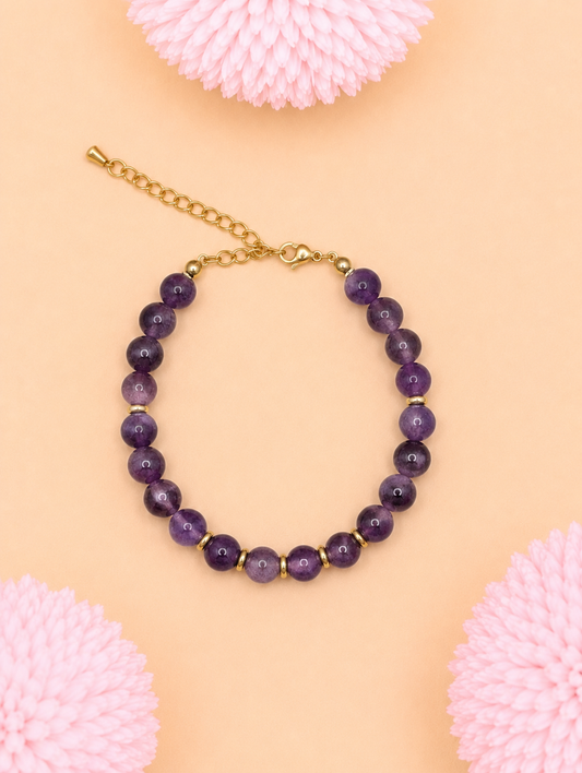 Bracelet Eira doré Améthyste | Sérénité & Élévation