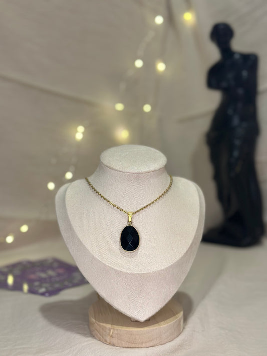 Collier Ovale Obsidienne Noire | Protection & Ancrage