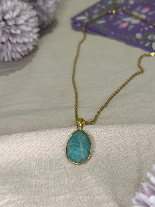 Collier Ovale Amazonite | Apaisement & Communication