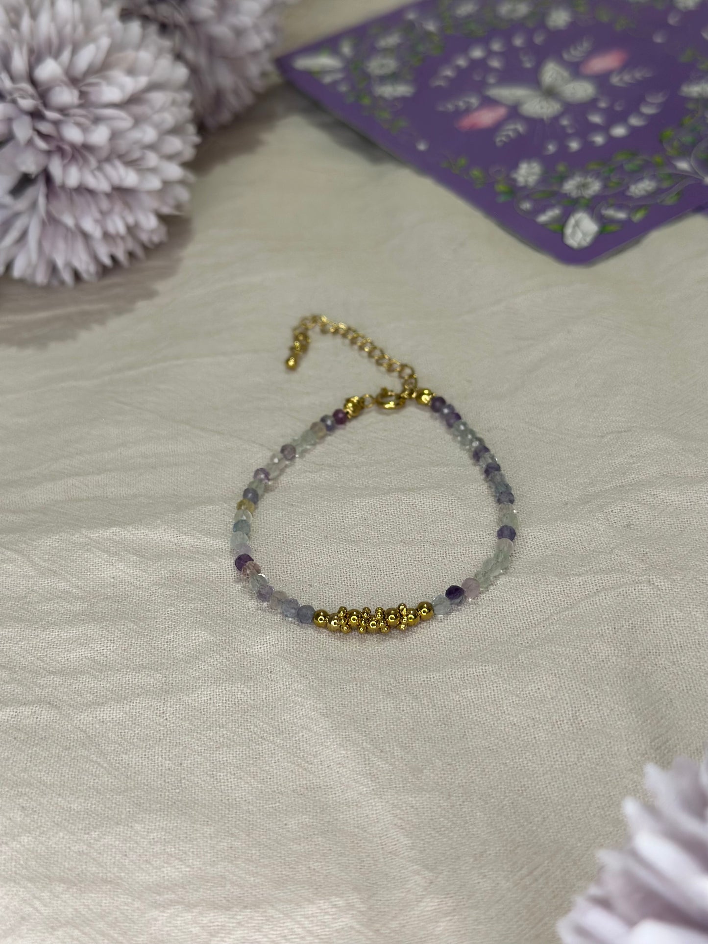 Bracelet Aléa doré Fluorine multicolore | Clarté & Harmonie
