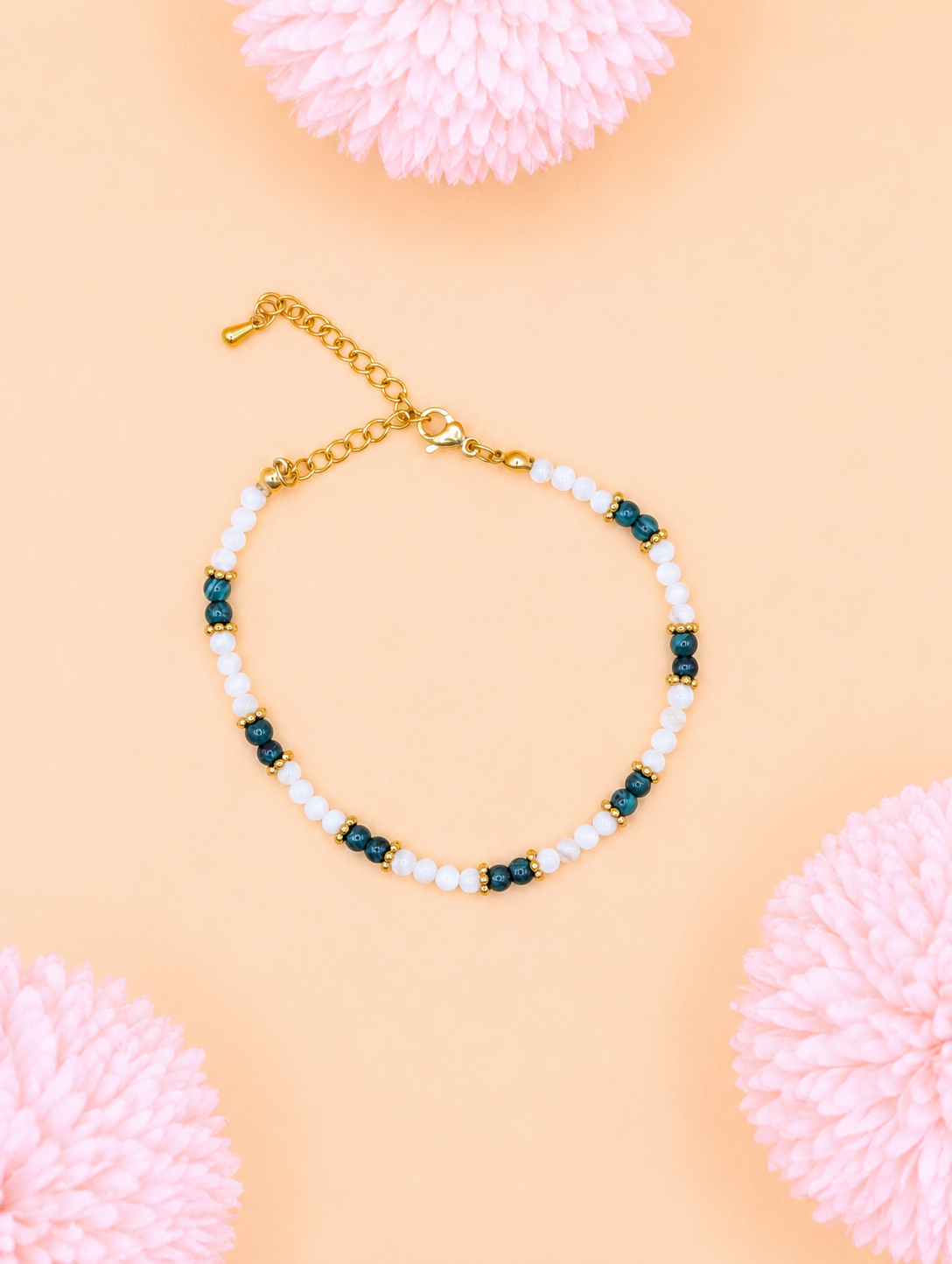 Bracelet Elye doré Nacre & Malachite | Transformation & Harmonie