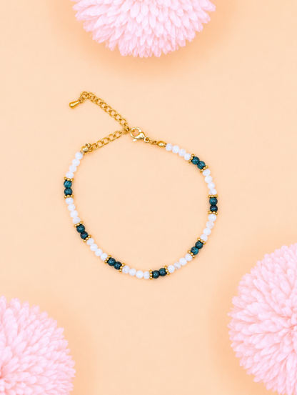 Bracelet Elye doré Nacre & Malachite | Transformation & Harmonie
