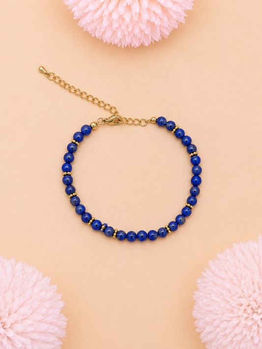 Bracelet Halo doré Lapis Lazuli | Sagesse & Expression
