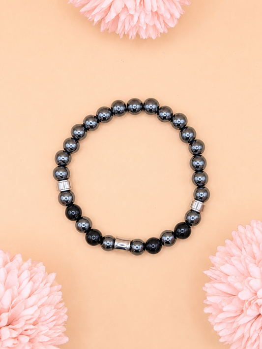 Bracelet Kahel Onyx & Hématite | Ancrage & Stabilité