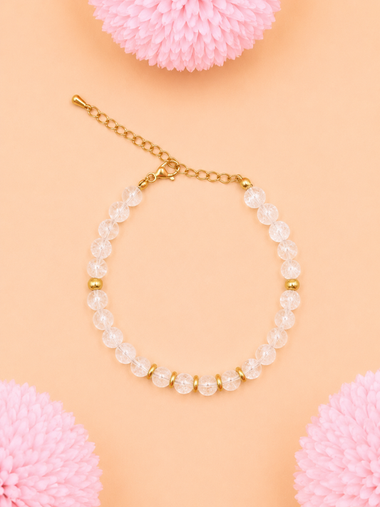 Bracelet Eira doré Cristal de Roche | Clarté & Harmonie