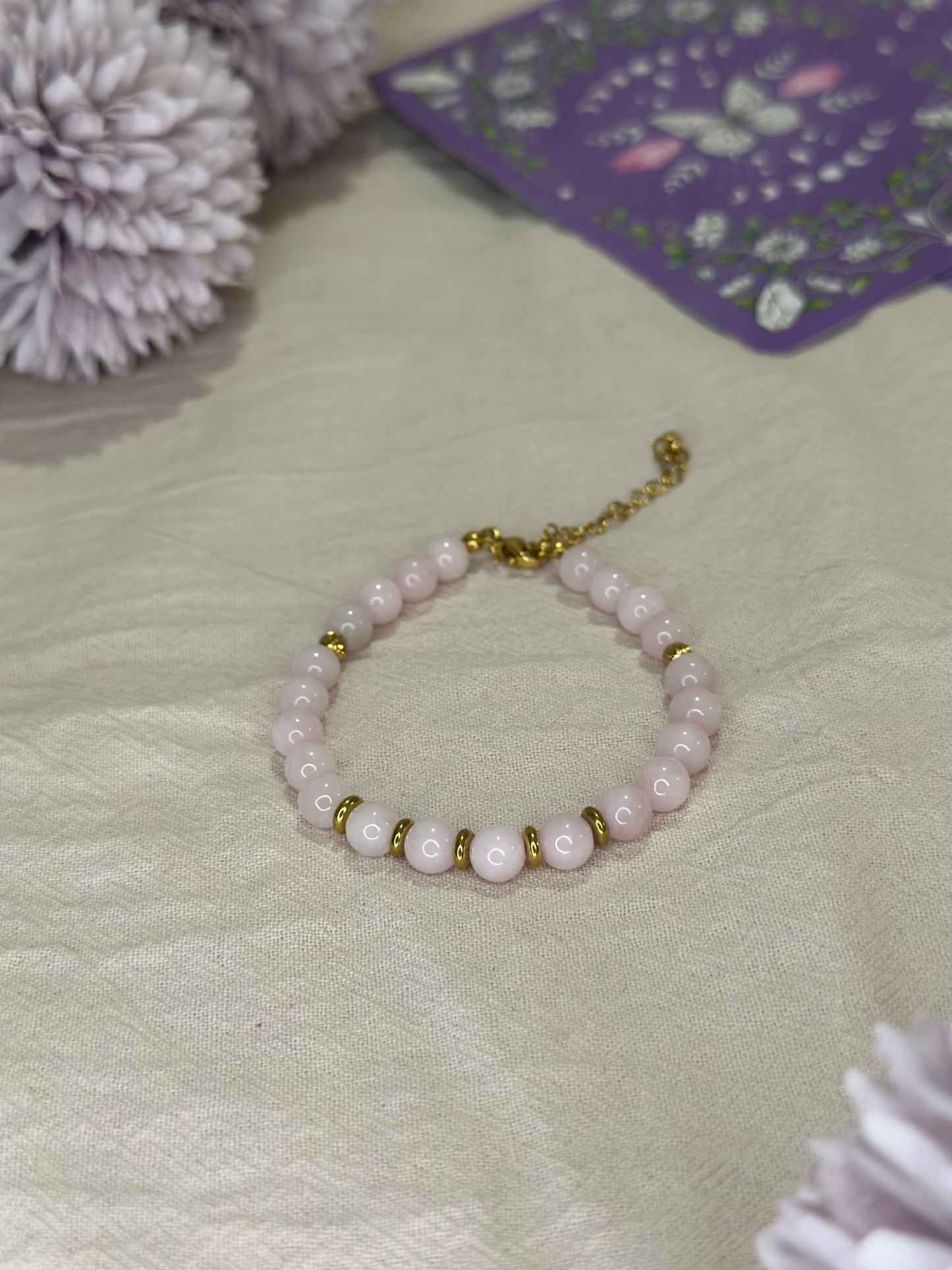 Bracelet Eira doré Quartz Rose | Douceur & Amour