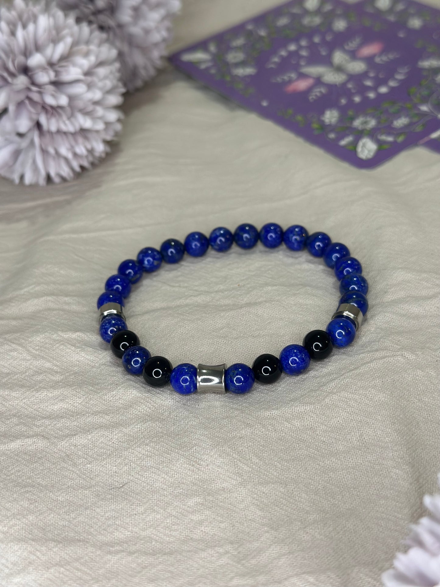 Bracelet Kahel Onyx & Lapis Lazuli | Clarté & Stabilité