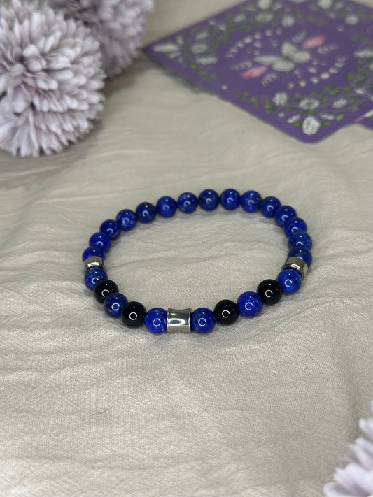 Bracelet Kahel Onyx & Lapis Lazuli | Clarté & Stabilité