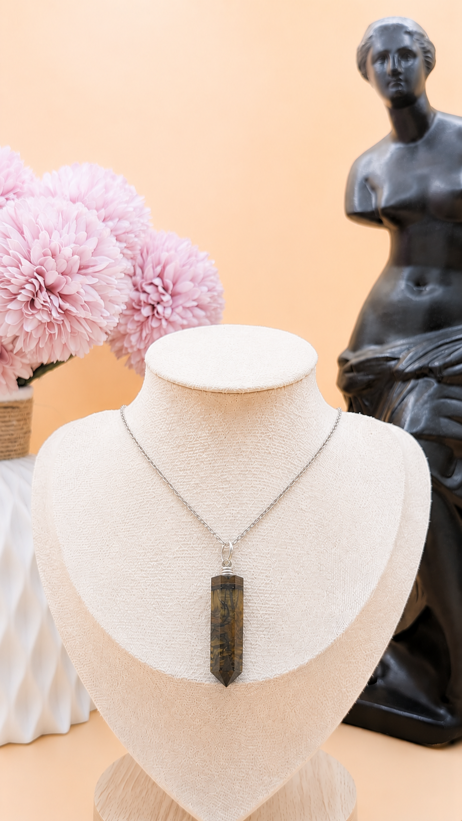 Collier Pendule Œil de Tigre | Courage & Protection