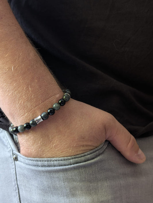 Bracelet Kahel Onyx & Labradorite | Protection & Intuition