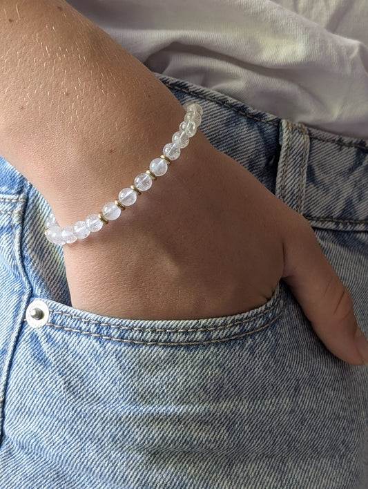 Bracelet Eira doré Cristal de Roche | Clarté & Harmonie