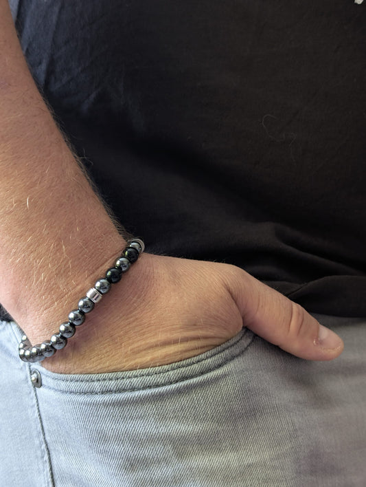Bracelet Kahel Onyx & Hématite | Ancrage & Stabilité