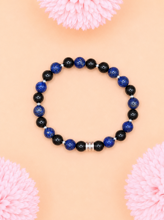 Bracelet Célyos Lapis Lazuli & Onyx | Clarté & Assurance